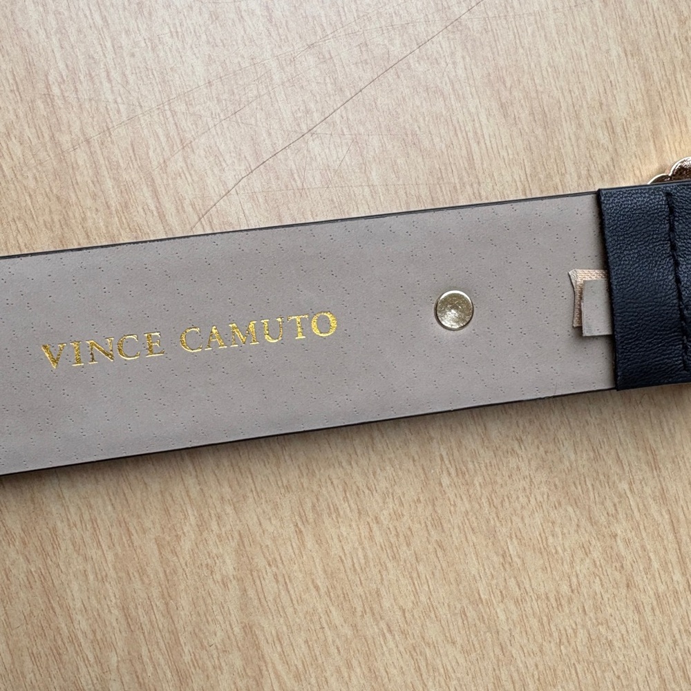 Vince Camuto Black Double Circle Faux Leather, Pearl, Crystal Detail Belt NWOT - Picture 3 of 14
